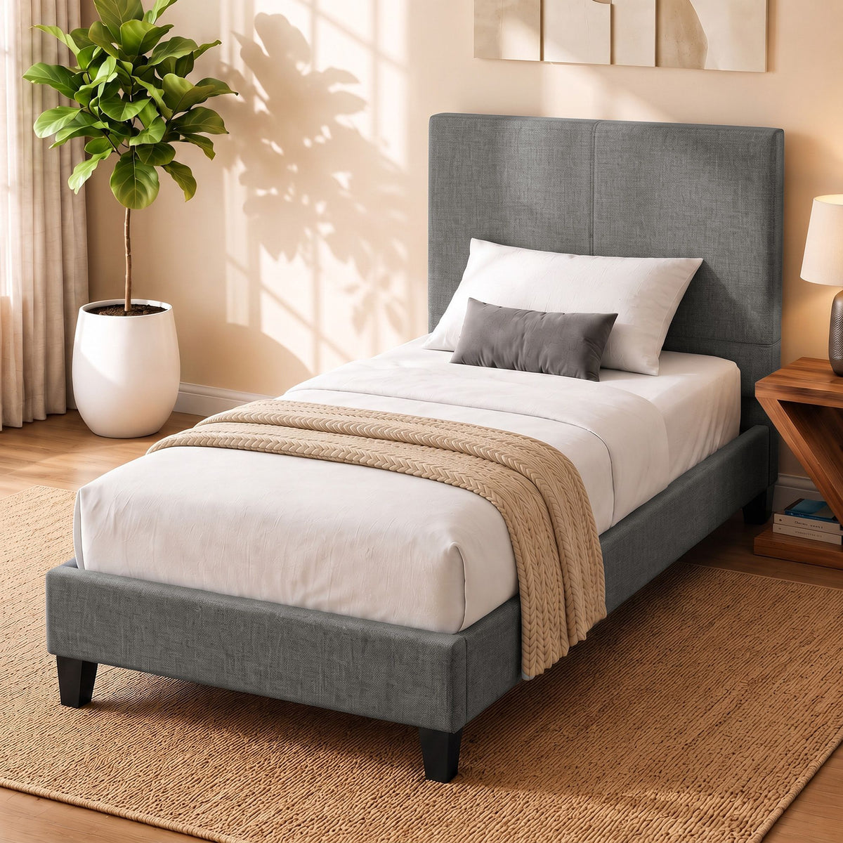 Artiss Bed Frame King Single Size Grey NEO