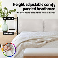 Artiss Queen Bed Frame RGB LED Floating Beds Adjustable Headboard Beige White