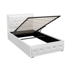 Artiss Bed Frame King Single Size Gas Lift White TIYO