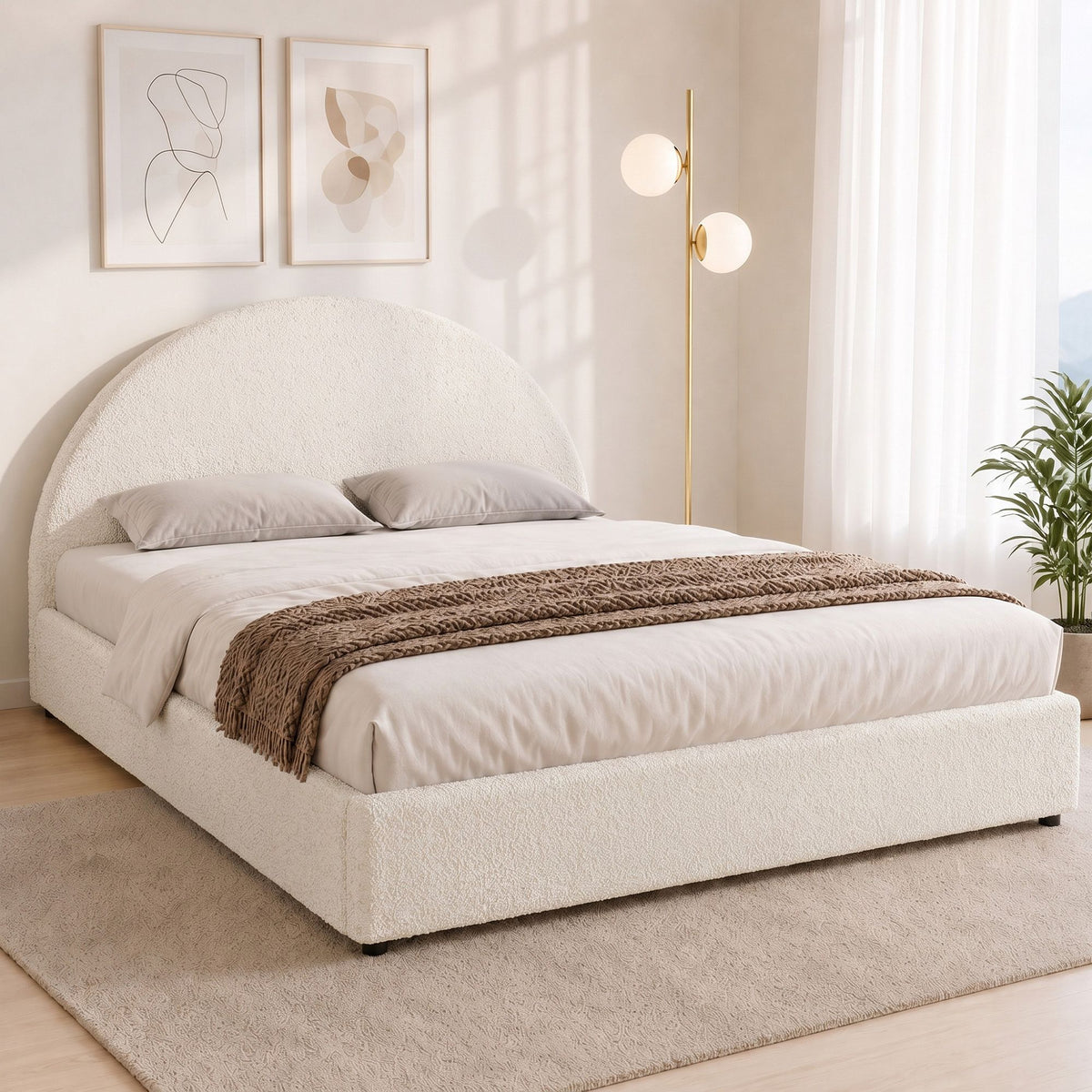 Artiss Bed Frame Gas Lift Strorage Beds Base Platform Boucle Fabric Double ELLA