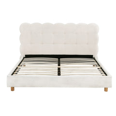 Artiss Queen Bed Frame Cloud Headboard Boucle Fabric Mattress Platform Base White