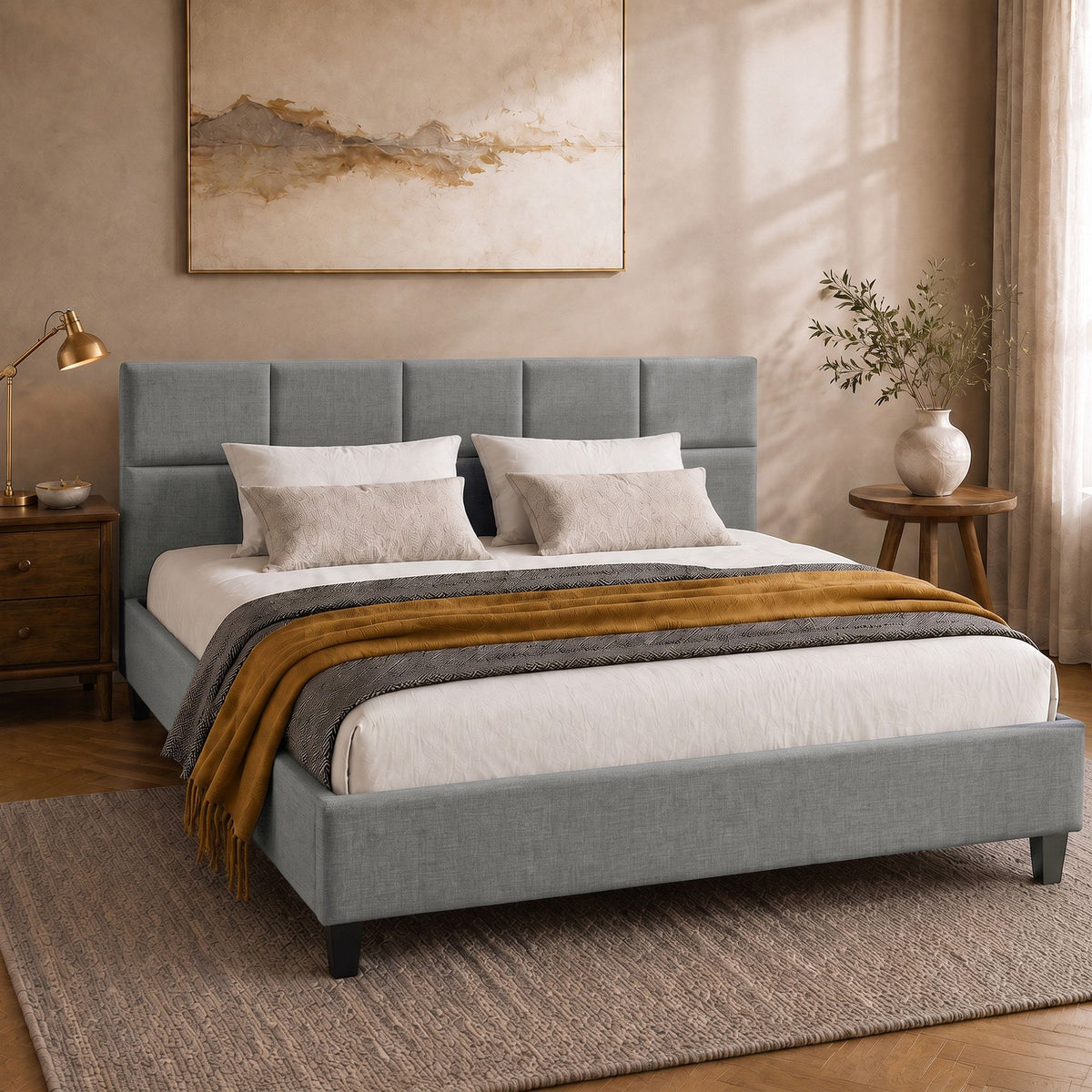 Artiss Bed Frame Queen Size Grey TINO