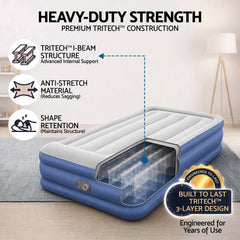 Bestway Single Air Mattress with Built-in Pump Tritech Inflatable Bed 46cm