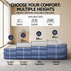 Bestway Single Air Mattress with Built-in Pump Tritech Inflatable Bed 46cm