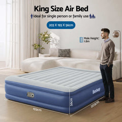 Bestway King Air Mattress with Built-in Pump Tritech Inflatable Bed 56cm
