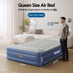 Bestway Queen Air Mattress with Built-in Pump Tritech Inflatable Bed 46cm