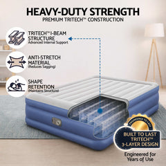 Bestway Queen Air Mattress with Built-in Pump Tritech Inflatable Bed 56cm