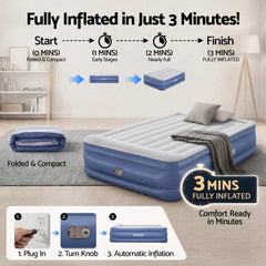 Bestway Queen Air Mattress with Built-in Pump Tritech Inflatable Bed 56cm