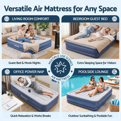 Bestway Queen Air Mattress with Built-in Pump Tritech Inflatable Bed 56cm