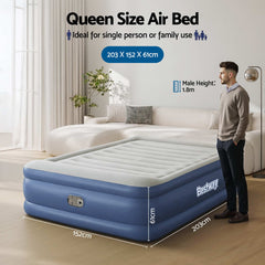 Bestway Queen Air Mattress with Built-in Pump Tritech Inflatable Bed 61cm