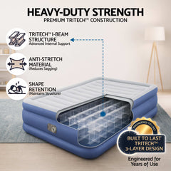 Bestway Queen Air Mattress with Built-in Pump Tritech Inflatable Bed 61cm