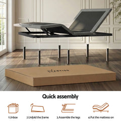 Artiss King size bed frame with Giselle Bedding King Mattress, adjustable bed Base Combo for Snoring Relief, Independent Head Foot Incline, Wireless Remote, Black,18cm Thickness