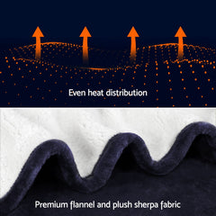 Giselle Electric Throw Rug Heated Blanket Fleece Charcoal