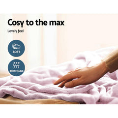 Giselle Electric Throw Rug Heated Blanket Fleece Pink
