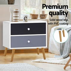 Artiss Bedside Table 2 Drawers - BONDS White