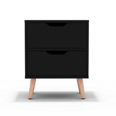Artiss Bedside Table 2 Drawers - BODEN Black