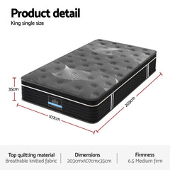 Giselle Pocket Spring Memory Foam Euro Top Bamboo Mattress – King Single