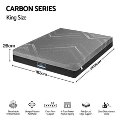 Giselle Pocket Spring Bamboo Wool Mattress – King
