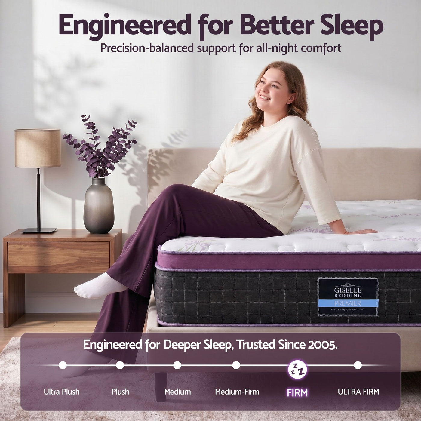 Giselle Pocket Spring Euro Top Bamboo Wool Mattress – King