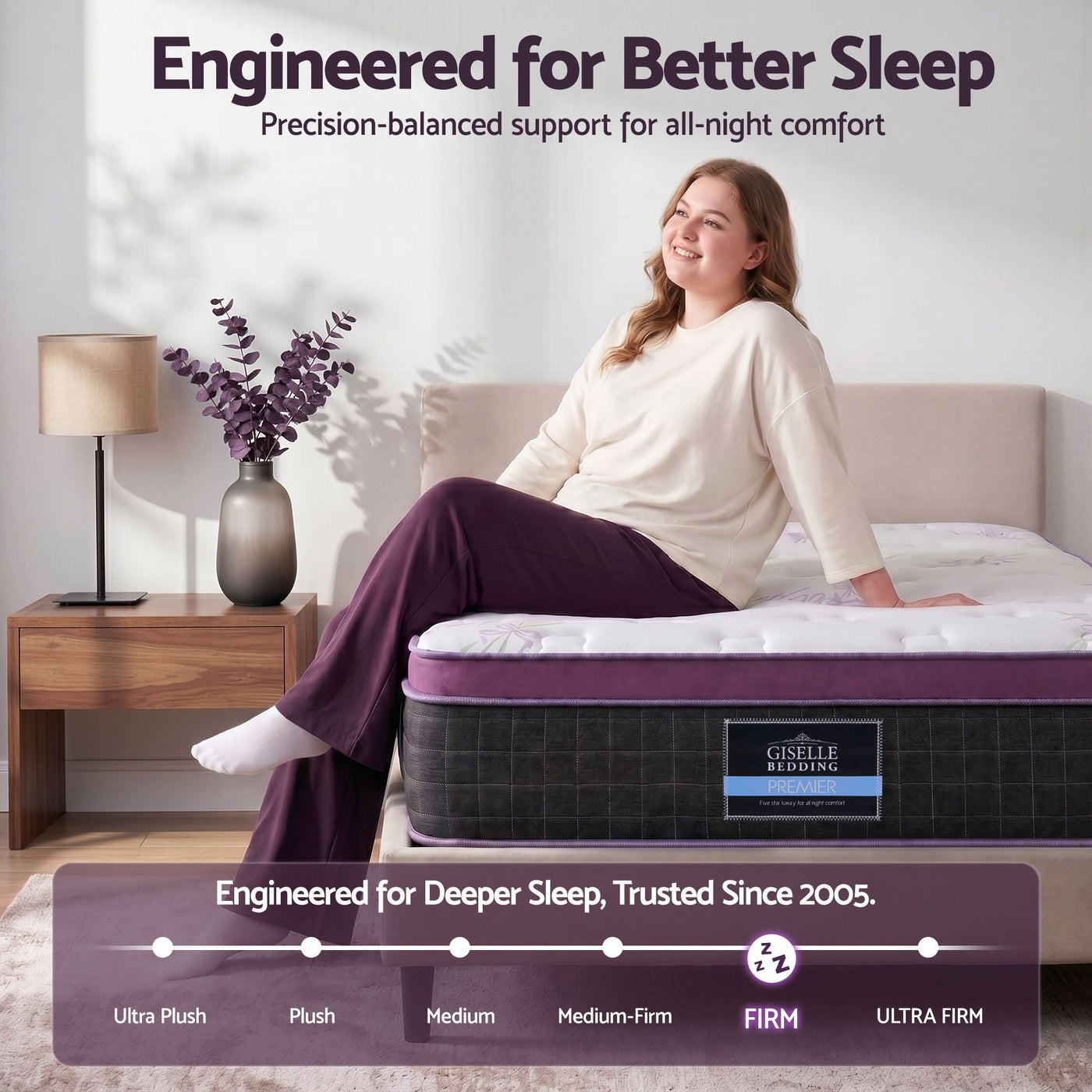 Giselle Pocket Spring Euro Top Bamboo Wool Mattress – King Single