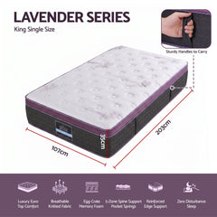 Giselle Pocket Spring Euro Top Bamboo Wool Mattress – King Single