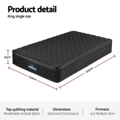 Giselle Pocket Spring Euro Top Bamboo Wool Mattress – King Single