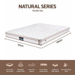Giselle Pocket Spring Euro Top Bamboo Wool Mattress – Double