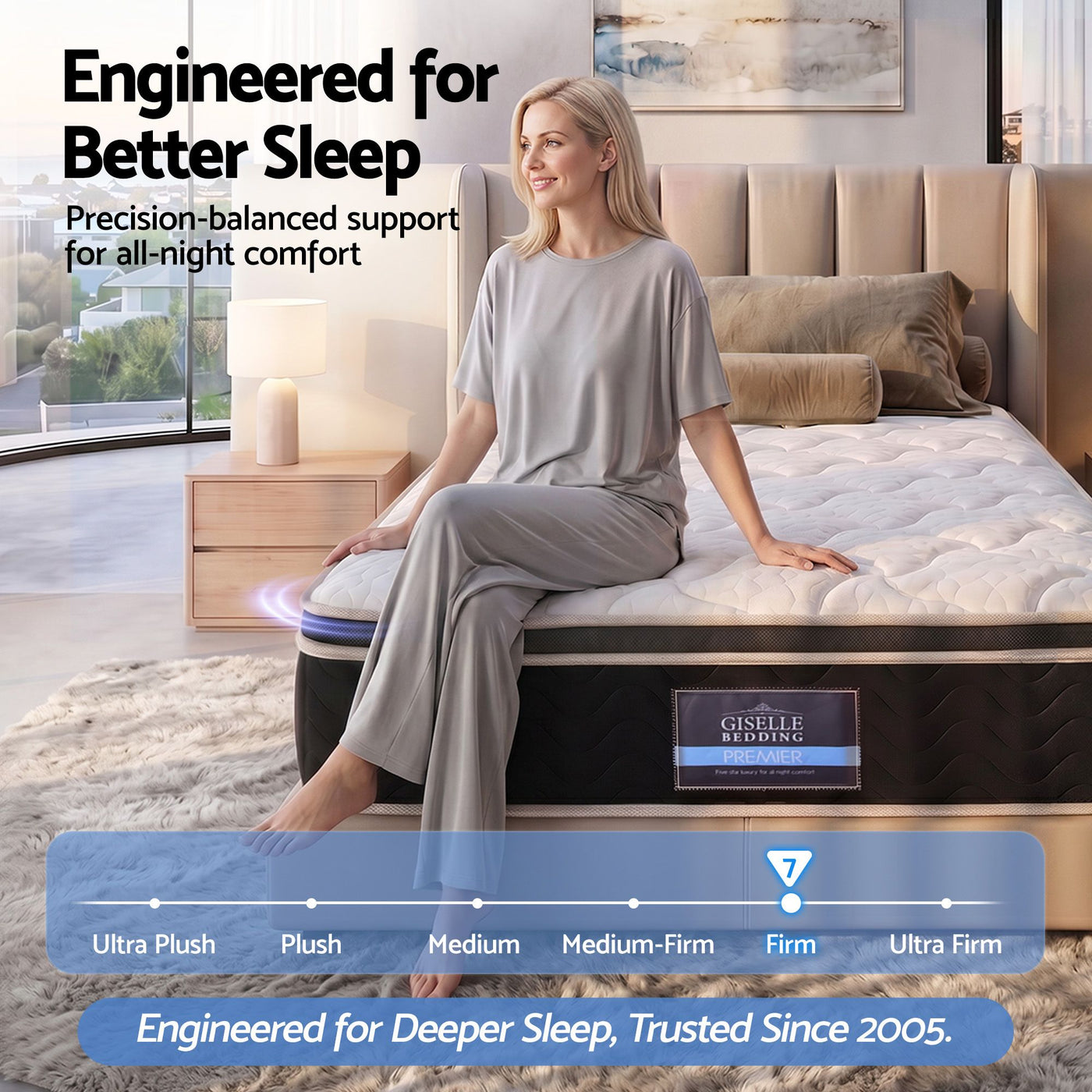 Giselle Pocket Spring Memory Foam Euro Top Bamboo Mattress – King