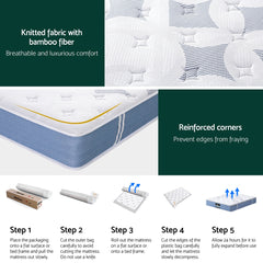 Giselle Pocket Spring Euro Top Bamboo Wool Mattress – King Single