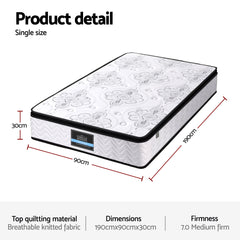 Giselle Pocket Spring Euro Top Bamboo Wool Mattress – King