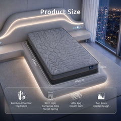 Levitex Pocket Spring Hybrid Bamboo Wool Mattress – King Single