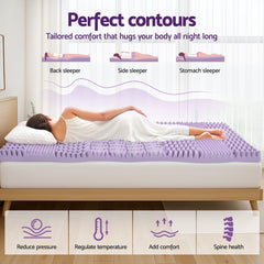 Giselle 8cm Memory Foam Mattress Topper Lavender Infused Bamboo Cover 7-Zone Single
