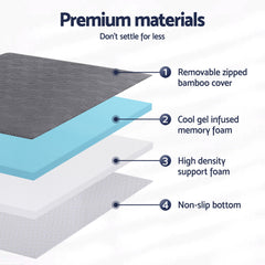 Giselle Memory Foam Gel Bamboo Wool Mattress – Queen
