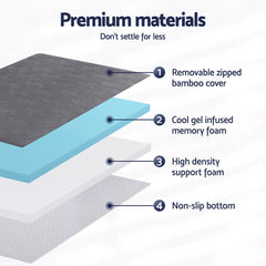 Giselle Memory Foam Gel Bamboo Wool Mattress – King