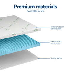 Giselle Memory Foam Gel Bamboo Wool Mattress – King