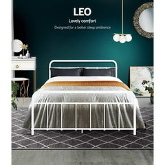 Artiss Bed Frame Metal Bed Frame LEO - Double (White)