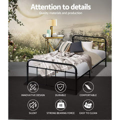 Artiss Bed Frame Metal Bed Frame LEO - Single (Black)