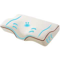 Giselle Memory Foam Pillow Neck Cervical Butterfly Ergonomic Support White