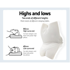Giselle Memory Foam Pillow Neck Cervical Butterfly Ergonomic Support Grey