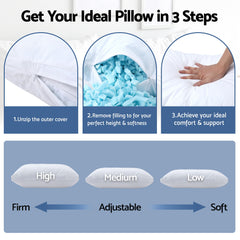 Giselle Bedding Shredded Memory Foam Pillow Adjustable Loft