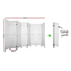 Artiss 8 Panel Room Divider Screen 326x170cm Louver White