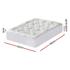 Giselle Bedding 5cm Pillowtop Mattress Topper 1000GSM Thick Soft Bamboo Cooling Pad for Back Pain Relief & Guest Bed, Washabl