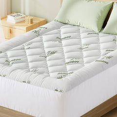 Giselle Bedding 5cm Pillowtop Mattress Topper 1000GSM Thick Soft Bamboo Cooling Pad for Back Pain Relief & Guest Bed, Washabl