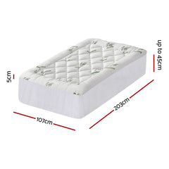 Giselle Bedding 5cm Pillowtop Mattress Topper 1000GSM Thick Soft Bamboo Cooling Pad for Back Pain Relief & Guest Bed, Washabl