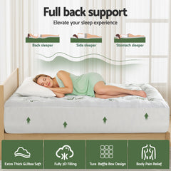 Giselle Bedding 5cm Pillowtop Mattress Topper 1000GSM Thick Soft Bamboo Cooling Pad for Back Pain Relief & Guest Bed, Washabl