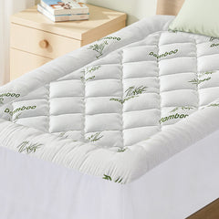 Giselle Bedding 5cm Pillowtop Mattress Topper 1000GSM Thick Soft Bamboo Cooling Pad for Back Pain Relief & Guest Bed, Washabl