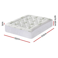 Giselle Bedding 5cm Pillowtop Mattress Topper 1000GSM Thick Soft Bamboo Cooling Pad for Back Pain Relief & Guest Bed, Washabl