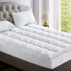 Giselle Bedding 5cm Bamboo Pillowtop Mattress Topper 1000GSM Mattress Pad for Back Pain Relief Washable Breathable Protector 