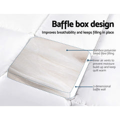 Giselle Bedding 5cm Bamboo Pillowtop Mattress Topper 1000GSM Mattress Pad for Back Pain Relief Washable Breathable Protector 