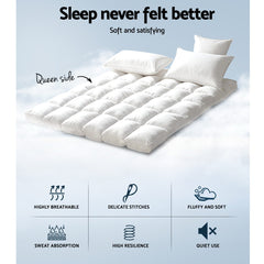 Giselle Bedding 5cm Bamboo Pillowtop Mattress Topper 1000GSM Mattress Pad for Back Pain Relief Washable Breathable Protector 